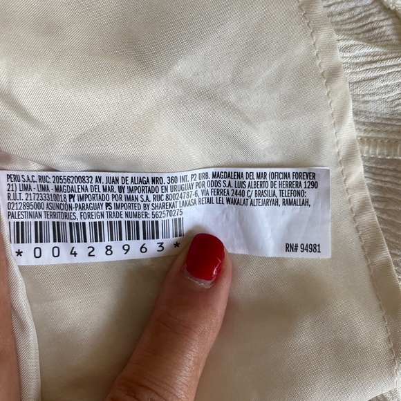 Forever 21 Mini Ivory Cream Color Dress w/ Ruffle Trim Plunging Neckline Size M - Picture 8 of 11